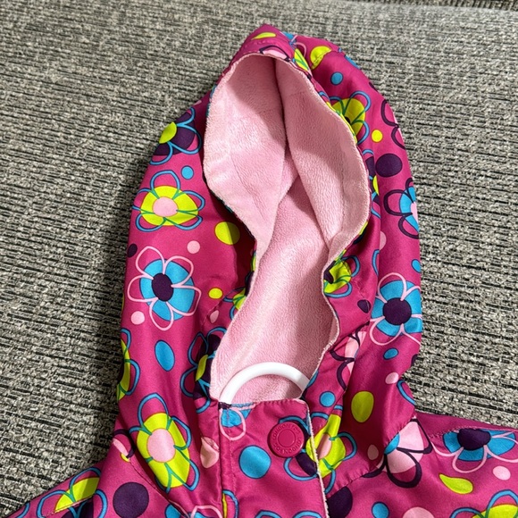 Size 5 Rain Coat Floral Polka Dot Hoodie Jacket Multicolor Pockets Full Zipper - Picture 10 of 13